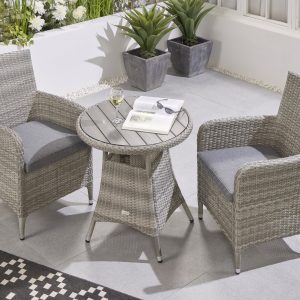Norfolk Brancaster Outdoor Rattan Grey Aluminium 2 Seater Bistro Table Set
